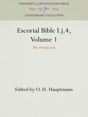 cover image of Escorial Bible I.j.4, Volume 1: the Pentateuch